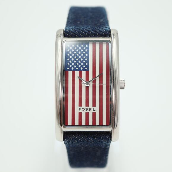 Fossil x Nordstrom American Flag Womens Tank Watch 24mm In Box w New Battery - Picture 5 of 16